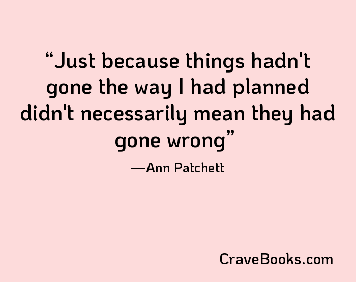 Just because things hadn't gone the way I had planned didn't necessarily mean they had gone wrong