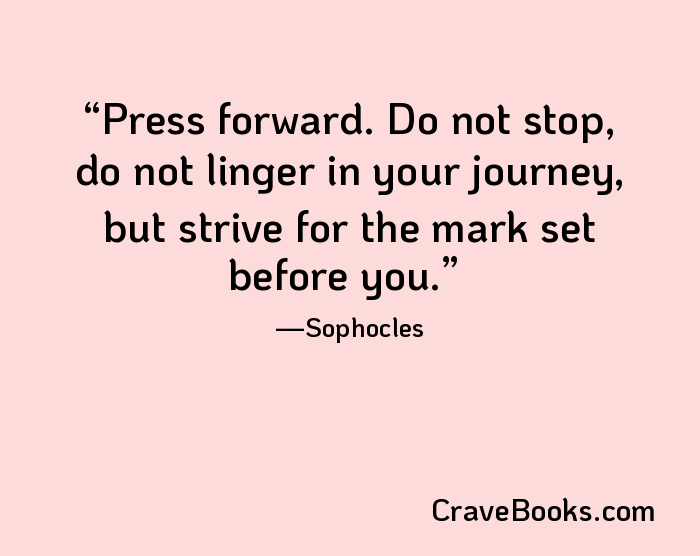 Press forward. Do not stop, do not linger in your journey, but strive for the mark set before you.