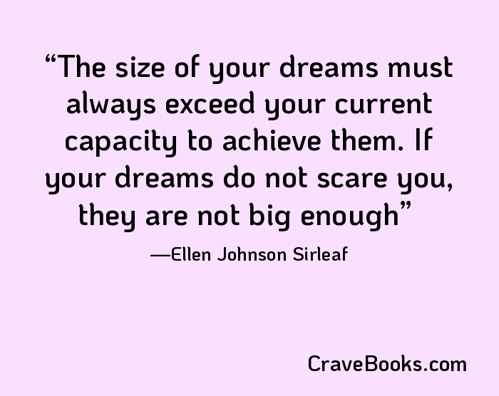 The size of your dreams must always exceed your current capacity to achieve them. If your dreams do not scare you, they are not big enough