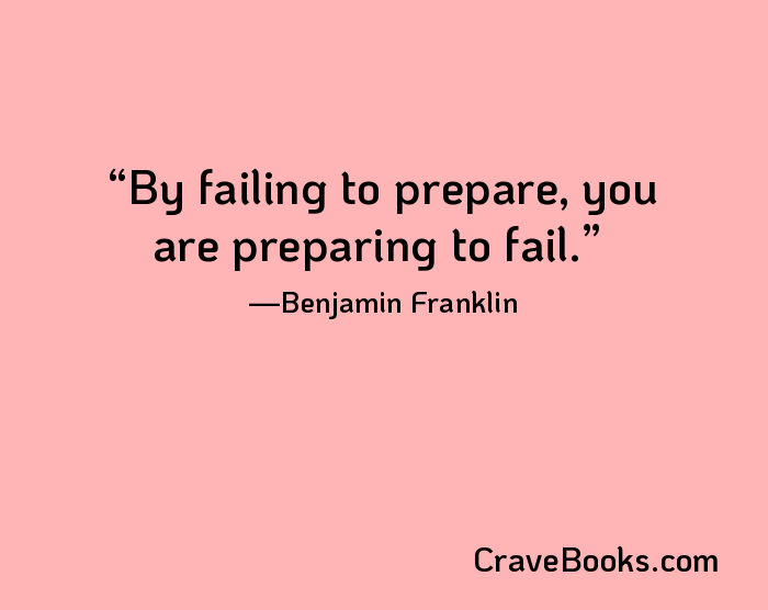 By failing to prepare, you are preparing to fail.