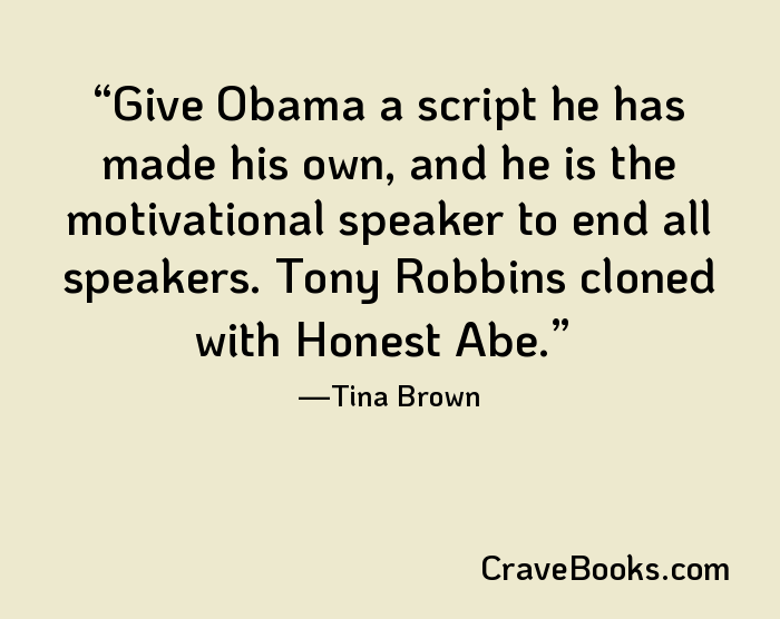 Give Obama a script he has made his own, and he is the motivational speaker to end all speakers. Tony Robbins cloned with Honest Abe.