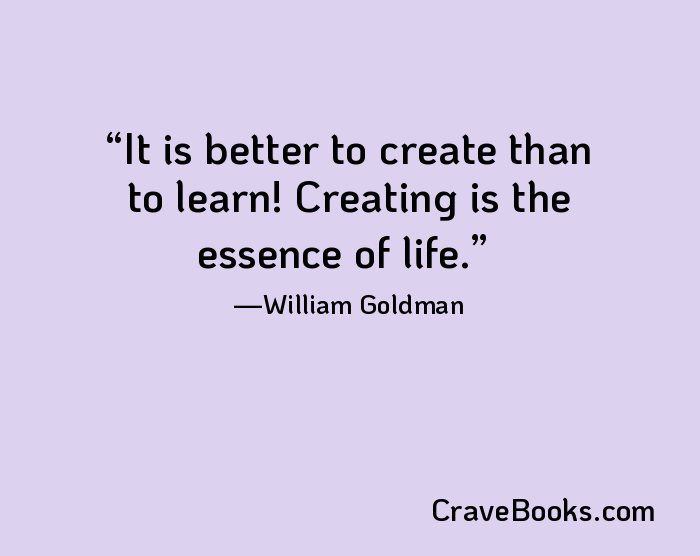 It is better to create than to learn! Creating is the essence of life.