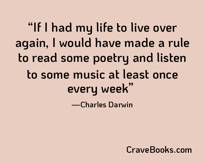 If I had my life to live over again, I would have made a rule to read some poetry and listen to some music at least once every week