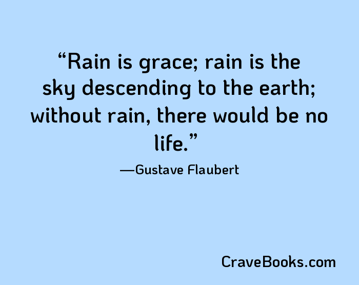 Rain is grace; rain is the sky descending to the earth; without rain, there would be no life.