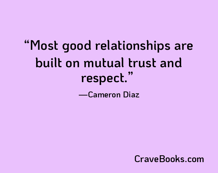 Most good relationships are built on mutual trust and respect.