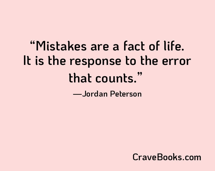 Mistakes are a fact of life. It is the response to the error that counts.