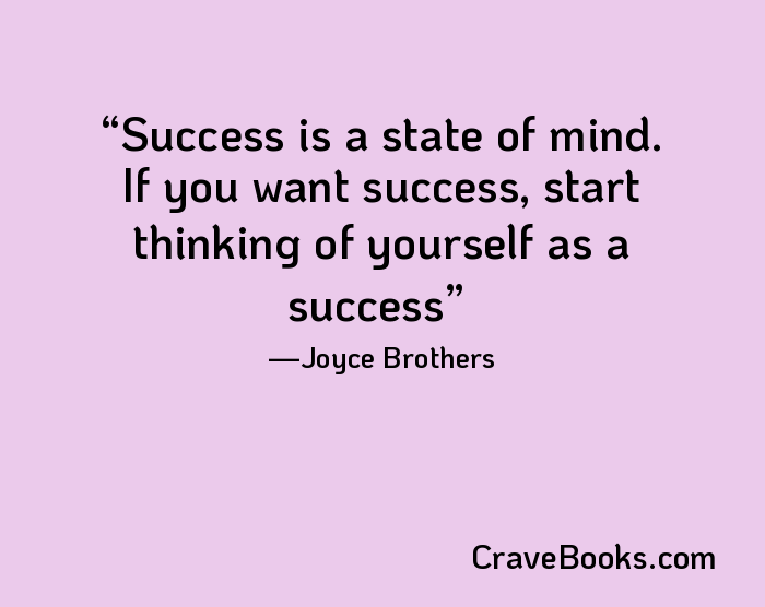 Success is a state of mind. If you want success, start thinking of yourself as a success