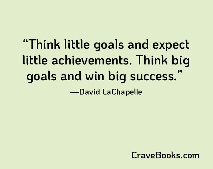 Think little goals and expect little achievements. Think big goals and win big success.