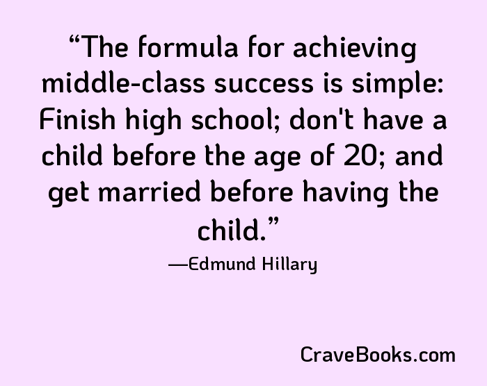 The formula for achieving middle-class success is simple: Finish high school; don't have a child before the age of 20; and get married before having the child.