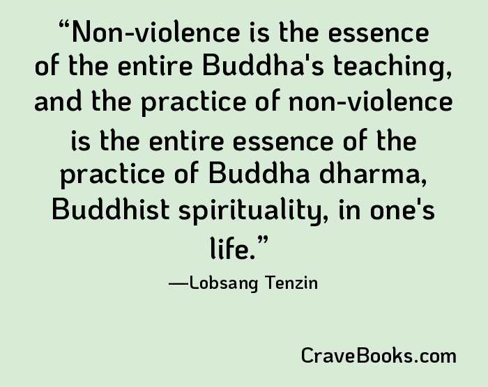 Non-violence is the essence of the entire Buddha's teaching, and the practice of non-violence is the entire essence of the practice of Buddha dharma, Buddhist spirituality, in one's life.