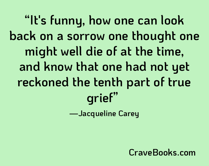 It's funny, how one can look back on a sorrow one thought one might well die of at the time, and know that one had not yet reckoned the tenth part of true grief