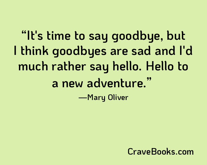 It's time to say goodbye, but I think goodbyes are sad and I'd much rather say hello. Hello to a new adventure.